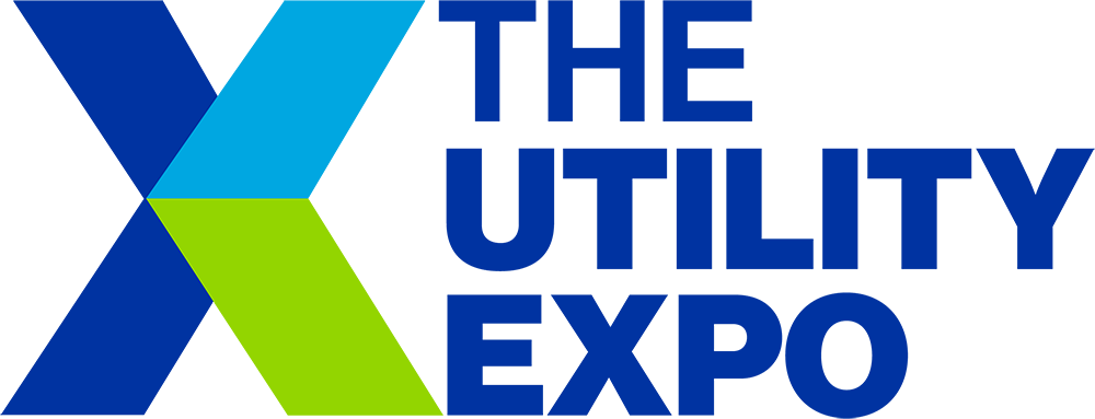 Stylized green and blue X with THE UTILITY EXPO text — trade show logo for hydro excavation and vacuum excavation equipment